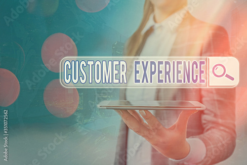 Text sign showing Customer Experience. Business photo text product of interaction between organization and buyer photo