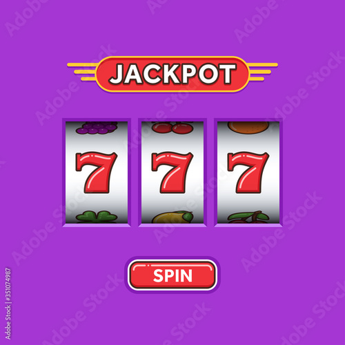 Jackpot triple seven in a mauve slot machine. Lucky seven. Casino vegas game. Slot machine game prize. Win 777 jackpot