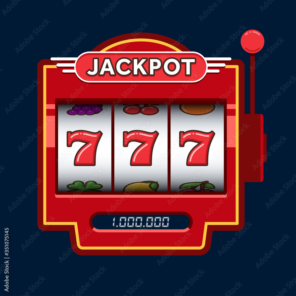 Slot machine game red. Win 777 jackpot. Jackpot triple seven. Lucky seven.  Casino vegas game Stock Vector | Adobe Stock
