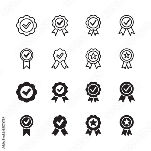 Quality guarantee icon set. Outline and glyph style design. Vector graphic illustration. Suitable for website design, logo, app, and ui. EPS 10.