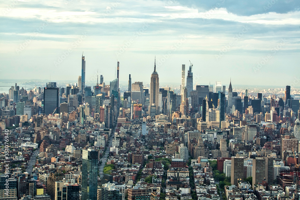 An aerial view of New York City skyline