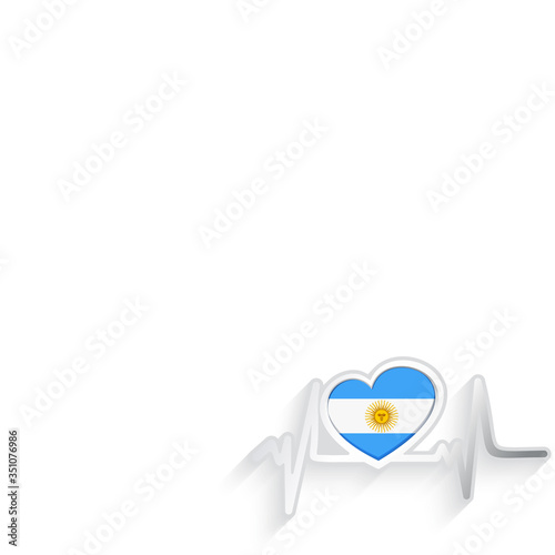 Argentina flag heart shaped isolated on white