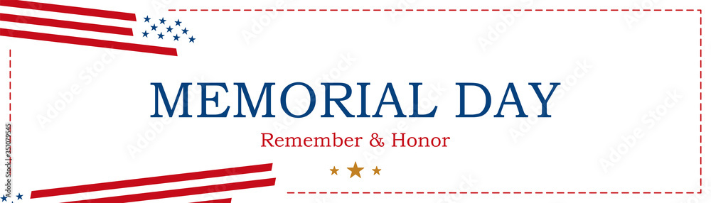 Happy Memorial Day. Minimalistic greeting card with USA flag on white background. National American holiday event. Happy Memorial Day. Minimalistic greeting card with USA flag on white background. National American holiday event.