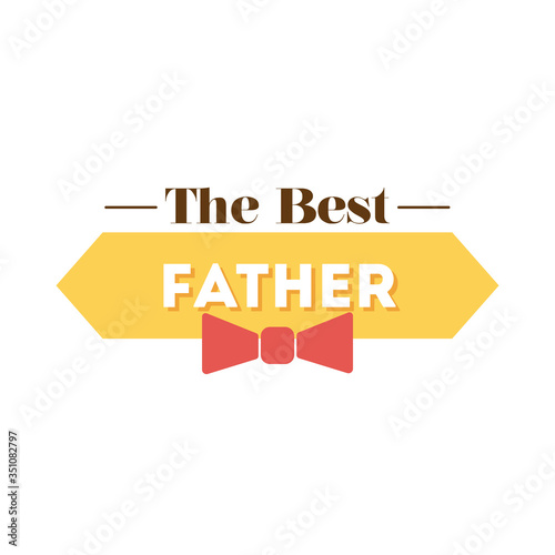 happy fathers day seal with bowtie flat style icon