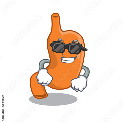 cartoon character of stomach wearing classy black glasses