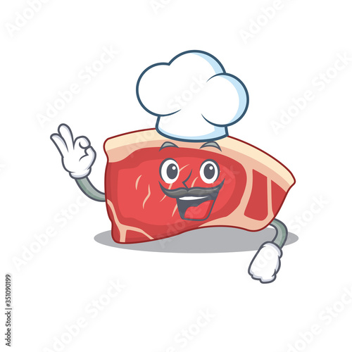Talented sirloin chef cartoon drawing wearing chef hat