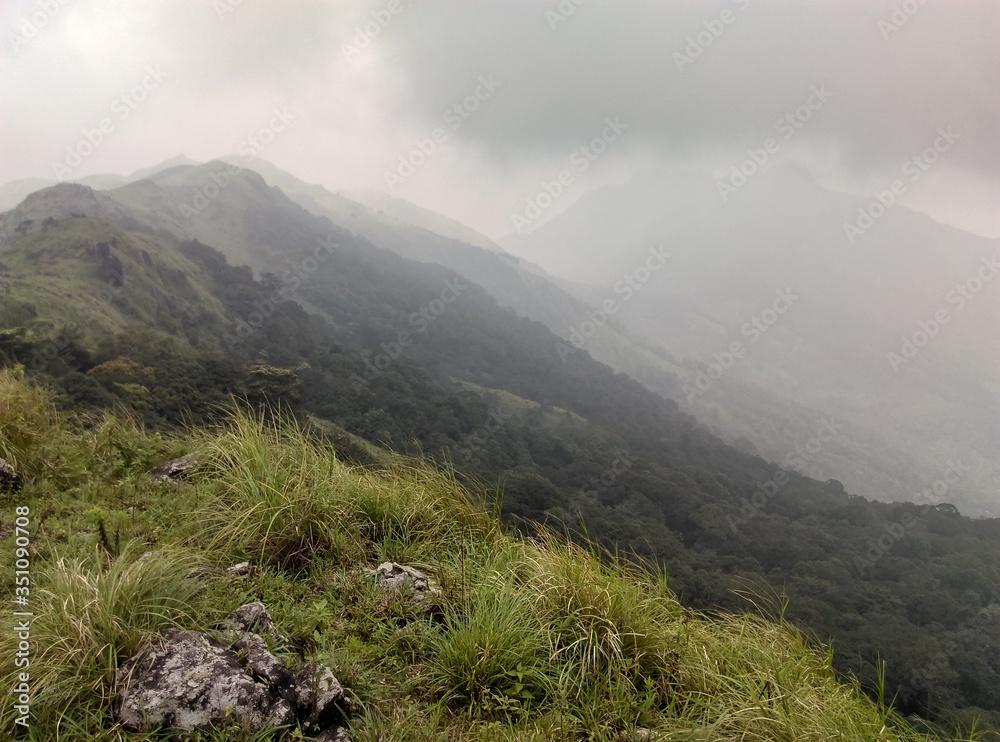 Naklejka premium misty mountain landscape