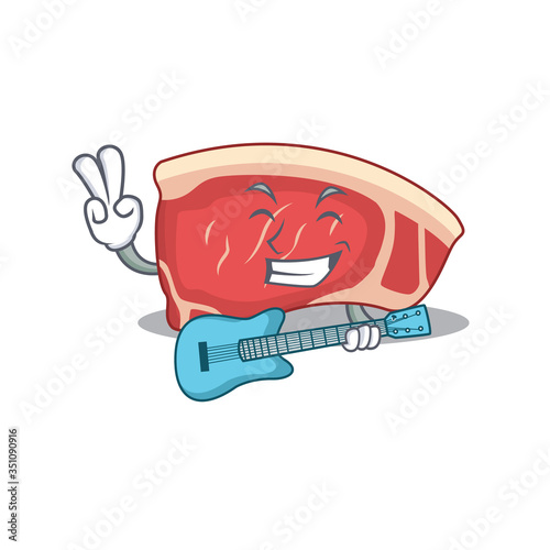 brilliant musician of sirloin cartoon design playing music with a guitar