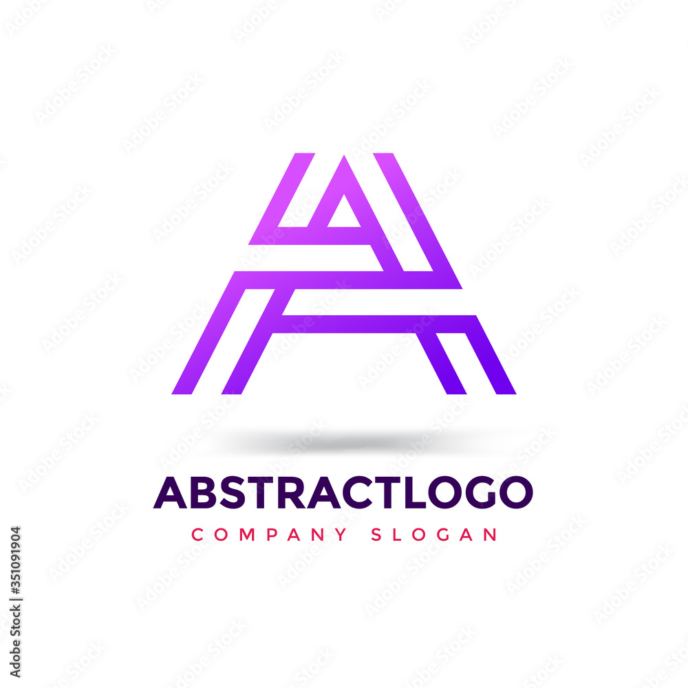 Unique Line Art A letter Colorful Logo