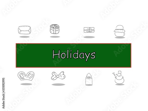 Holidays vector icon set. Thin simple collection illustration black