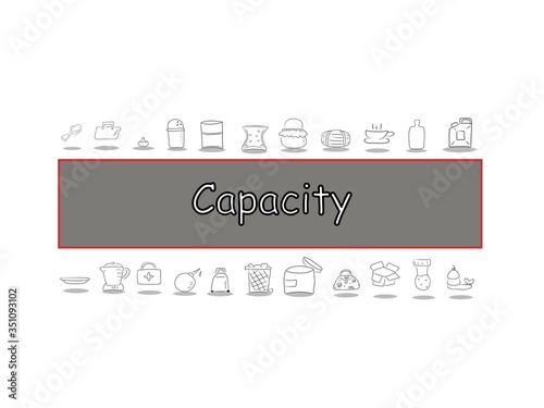 Capacity vector icon set. Thin simple collection illustration black