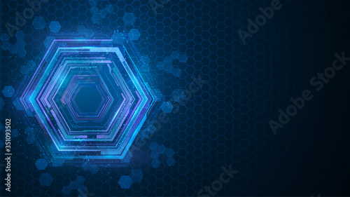 abstract blue hexagon technology futuristic sci fi concept design background
