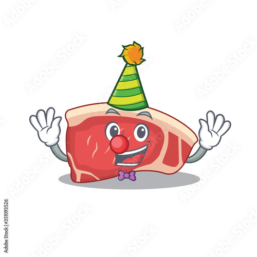 smiley clown sirloin cartoon character design concept