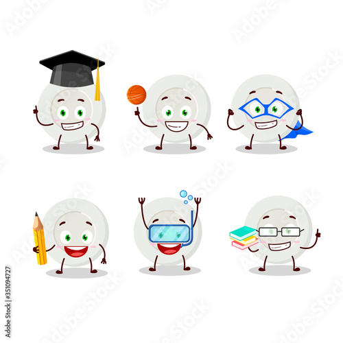 School student of plate angry expression cartoon character with various expressions