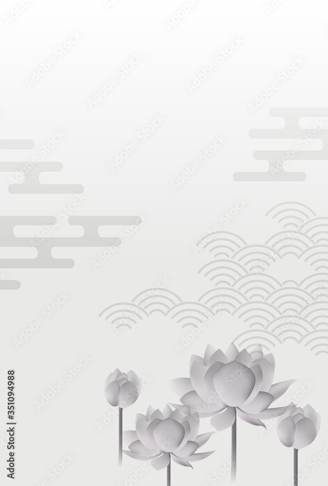 Fototapeta premium 蓮 花 喪中 背景
