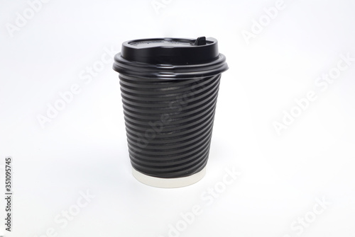 Coffee mugs are black paper on a white background.