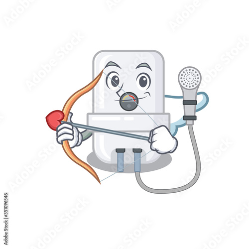 electric water heater in sweet romantic cupid cartoon drawing with arrow