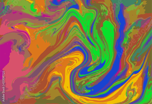 Colorful marble pattern. Fluorescent liquid background. Artwork abstract vector texture.