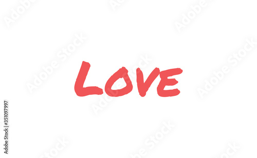 Love word hand drawn text. Lettering style typography,
