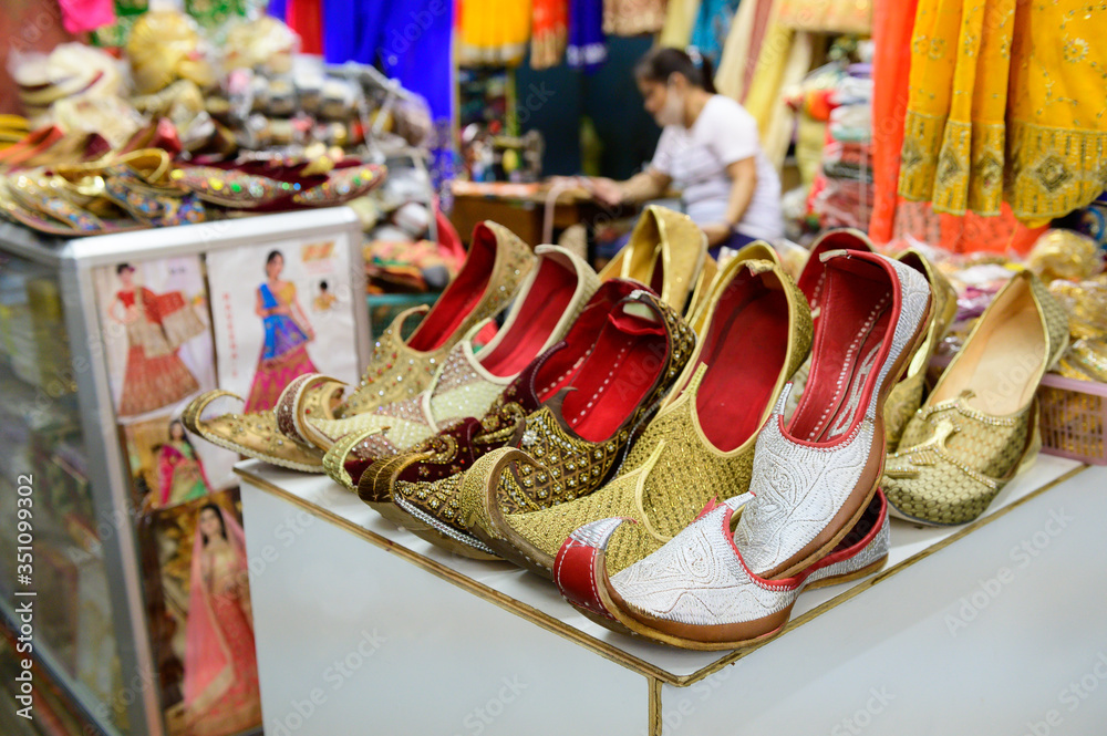 Fototapeta premium Traditional indian shoes for sale at Phahurat market