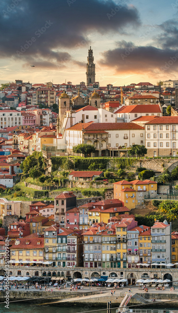 View of the city of  Porto from the riverside 