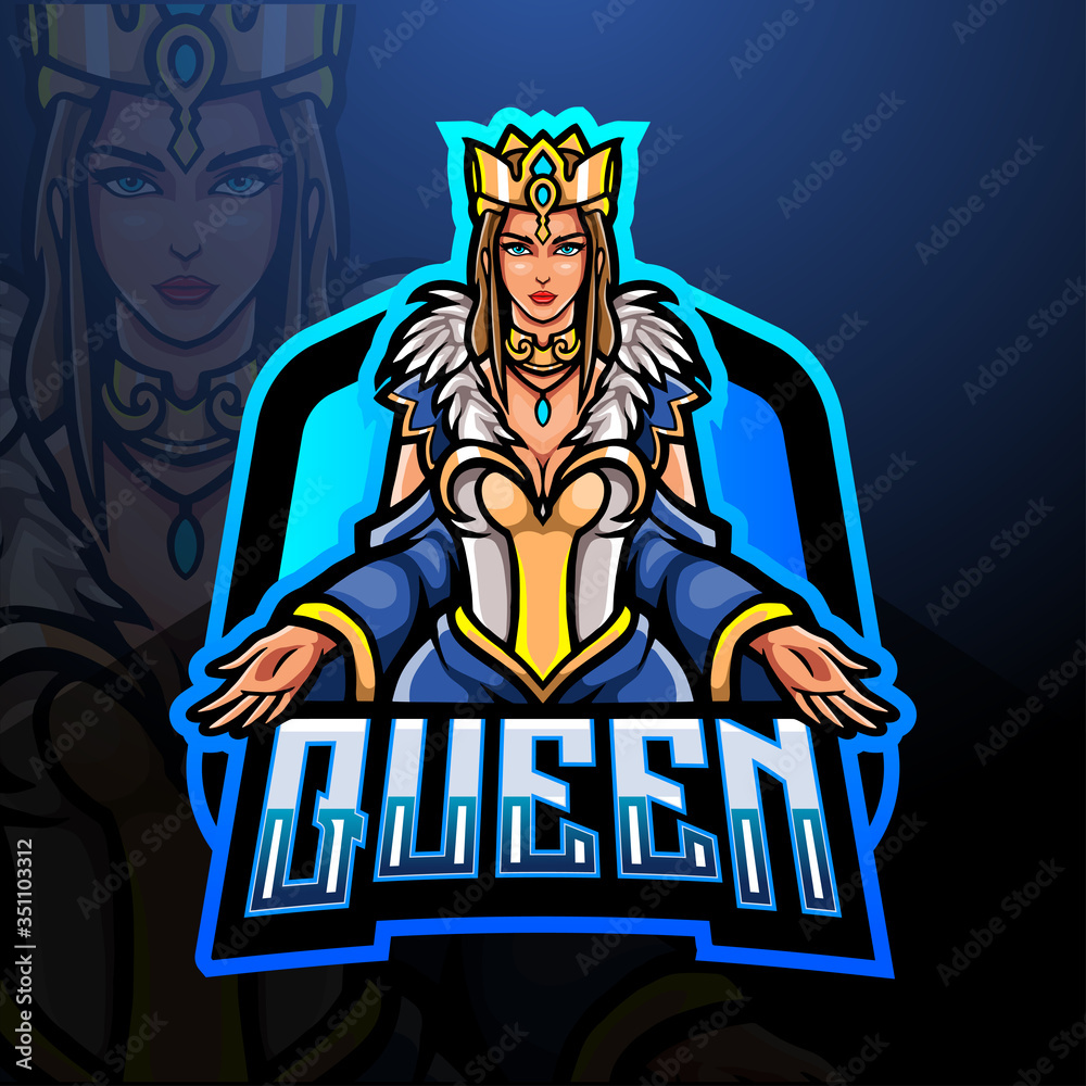 Queen esport logo mascot design