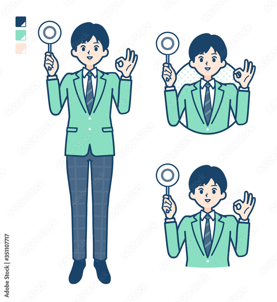 simple school boy Green Blazer_circle-panel simple school boy Green Blazer_circle-panel