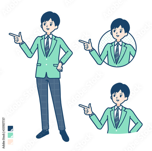 simple school boy Green Blazer_commentary