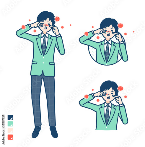 simple school boy Green Blazer_hay fever