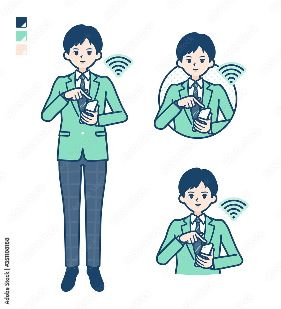 simple school boy Green Blazer_smartphone-touch simple school boy Green Blazer_smartphone-touch