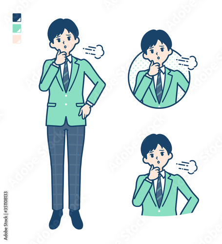 simple school boy Green Blazer_sigh