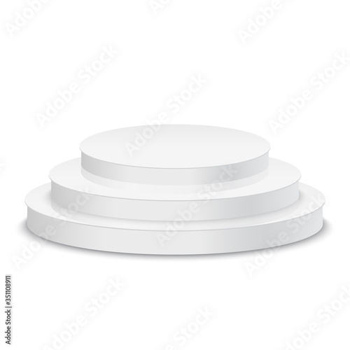 White podium. Square 3d empty podium with steps. Vector