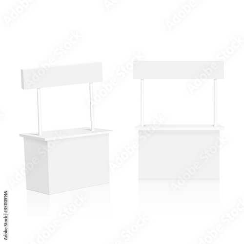 Promo counter trade stand on the white background. Vector.