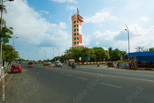 Chennai light house in  marina beach, Tamil nadu, India, chennai : January 21, 2020 madras