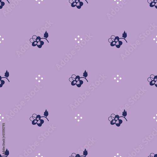 Seamless floral pattern with pansy flowers.