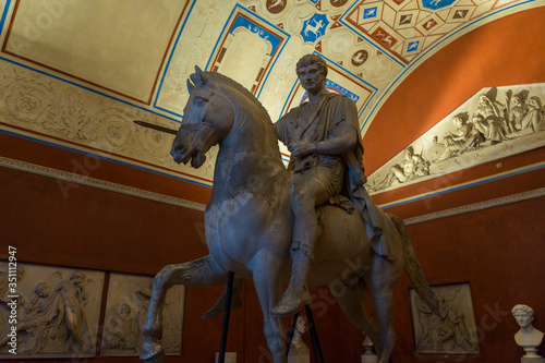 Row of sculpture on display inside Thorvaldsens Museum in Copenhagen, Denmark  photo