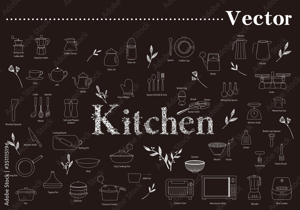 Kitchen Illustration Line Art Vector Kitchen Illustration Line Art Vector