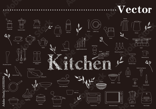 Kitchen  Illustration   Line Art   Vector