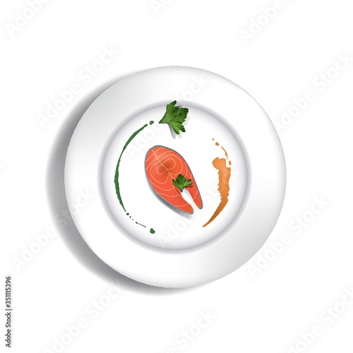 Fish steak on a plate