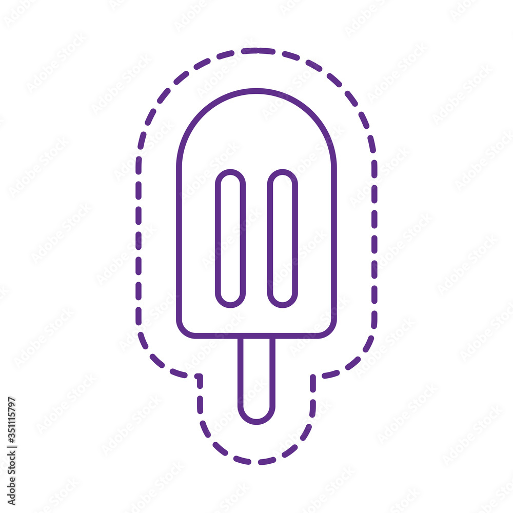Cute ice cream with stick patch line style icon vector design Cute ice cream with stick patch line style icon vector design