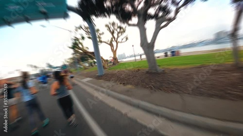 Runners running a marathon race in San Diego hyper lapse photo