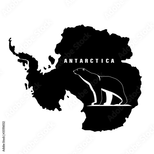 Polar bear on the background of the mainland antarctica vector icon
