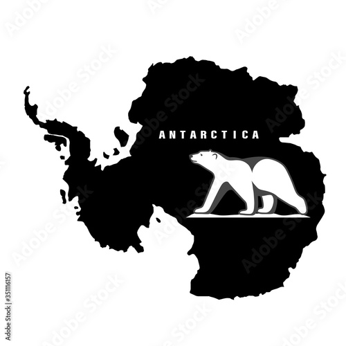Polar bear on the background of the mainland antarctica vector icon