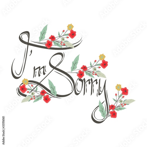 word sorry with floral design