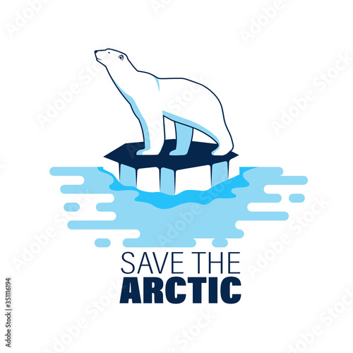Polar bear vector icon on an ice floe