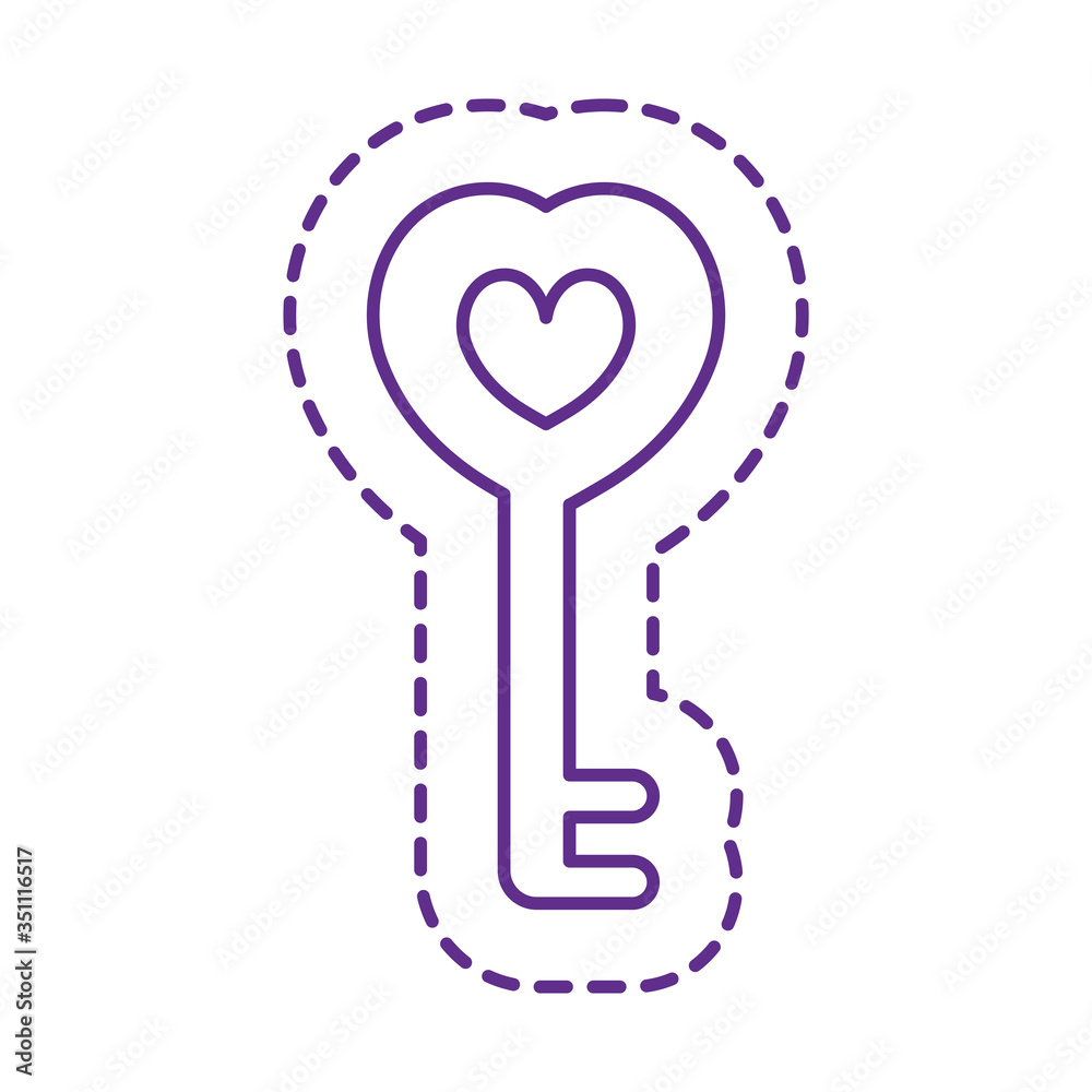 Cute heart key patch line style icon vector design Cute heart key patch line style icon vector design