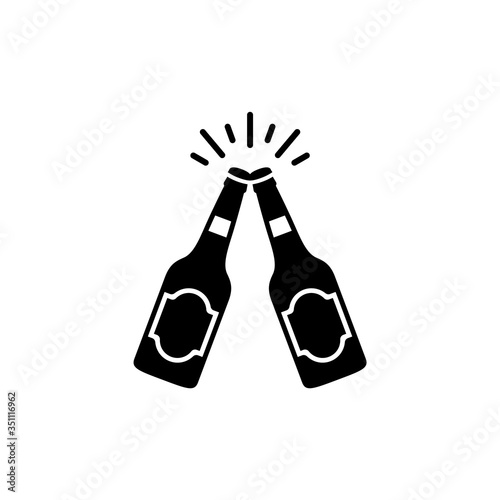 Toast with beer bottles, vector isolated icon.