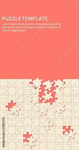 Jigsaw puzzle background with many pieces. Abstract mosaic template. Vector illustration.