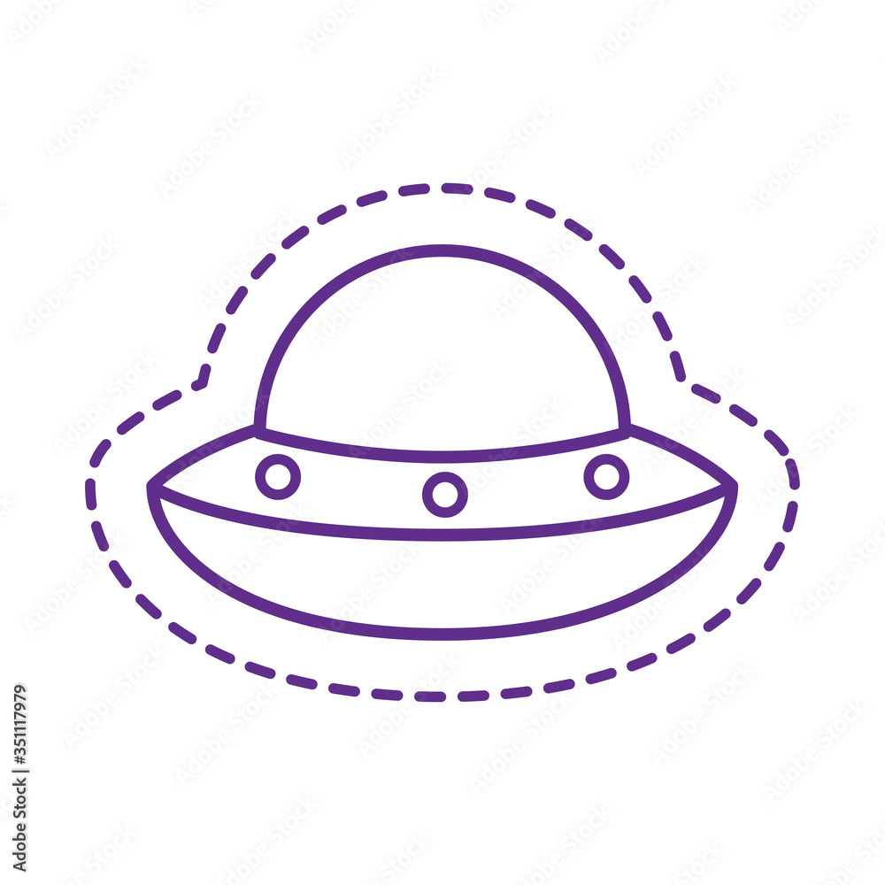 Cute ufo patch line style icon vector design Cute ufo patch line style icon vector design