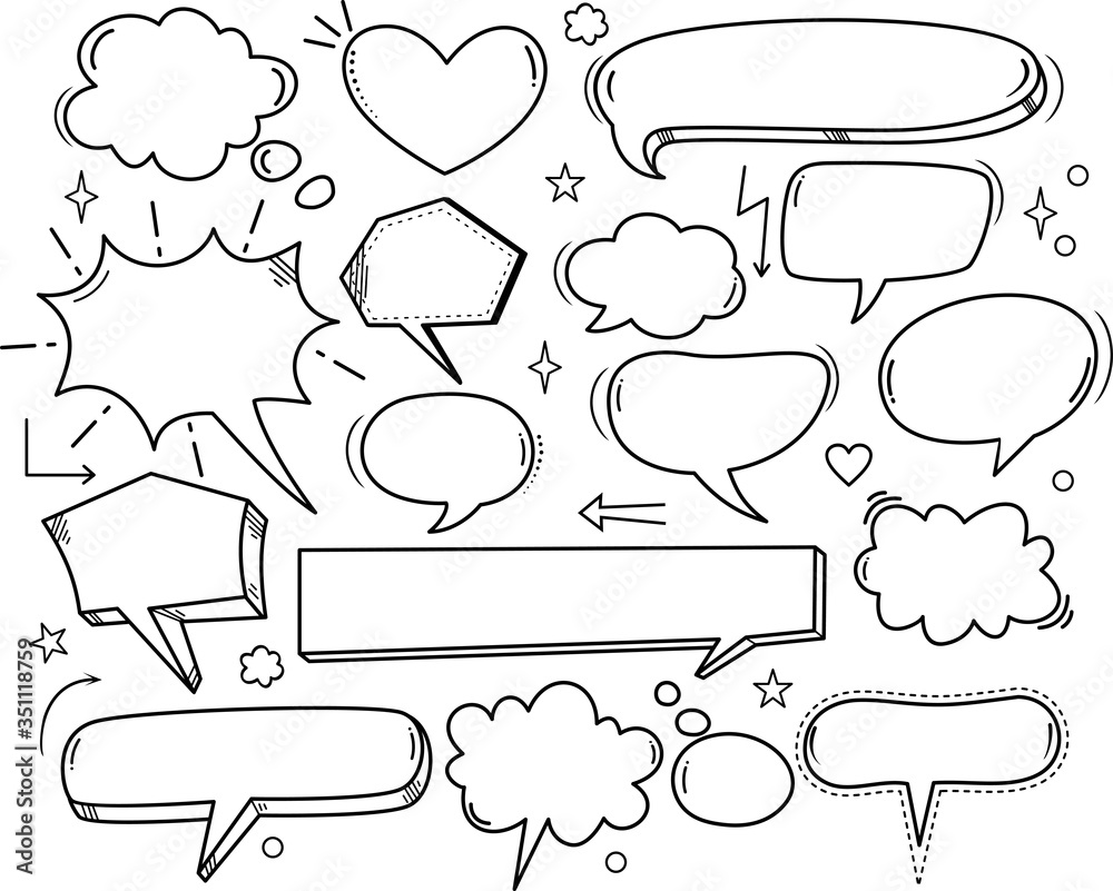Obraz premium A set of comic speech bubbles and elements